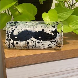 Handmade phone case with mustache art